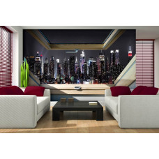 Eine Fototapete mit einer Stadtansicht von New York in einem modernen Stil für das Wohnzimmer.