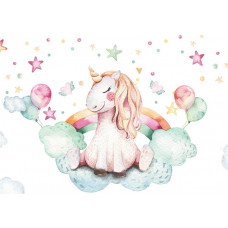 Fototapete Einhorn in den Wolken, Thema Kinderzimmer.