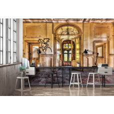 Eine städtische Fototapete im Industriestil für das Büro.