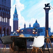 Fototapete mit einem Stadtbild von Venedig, ideal für das Büro.