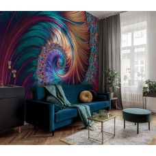 Eine Fototapete mit abstrakter Kunst von Federpracht auf Airtex für das Wohnzimmer.