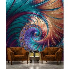 Eine Fototapete mit einem abstrakten Kunstdesign von Federpracht für den Geschäftsraum.