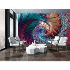 Eine Fototapete mit abstrakter Kunst von Federpracht für das Büro.