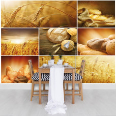 Eine Fototapete mit frischem Brot und Getreide für die Küche.