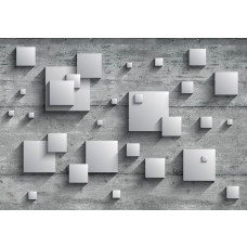 Quadrate und Geometrie, abstrakt dargestellt auf einer Fototapete mit leuchtenden Farben.