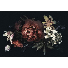 Vintage-Bouquet von Pfingstrosen und Blumen, dargestellt auf einer klassischen und stilvollen Fototapete.