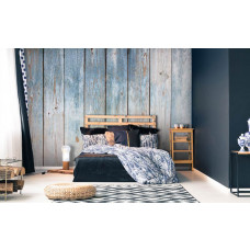 Fototapete Vintage Holzbretter und alte Wand mit Vliestapete im Schlafzimmer.