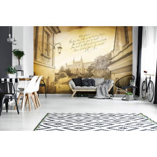 Eine Fototapete mit einer Stadtansicht von Lublin im Vintage-Stil, ideal für ein Wohnzimmer.