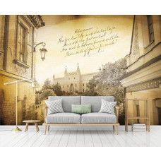 Eine Fototapete mit einer historischen Stadt und Meerblick von Lublin, geeignet für ein Schlafzimmer.