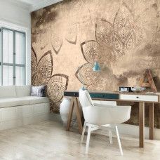 Eine Fototapete mit einem Vintage-Mandala-Design für das Büro.