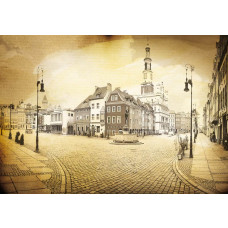 Alte Stadt Poznan in Polen, Vintage-Fototapete für einen warmen und klassischen Look im Wohnzimmer.