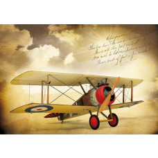 Doppeldecker-Flugzeug im Vintage-Look, detailliert auf Fototapete mit klassischem Look.