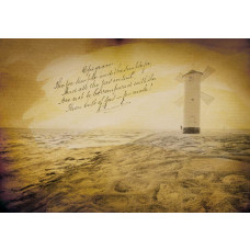 Vintage-Leuchtturm am Strand, Fototapete mit einem nostalgischen und beruhigenden Blick.