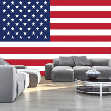 Eine Fototapete mit der Flagge von Amerika für das Wohnzimmer.