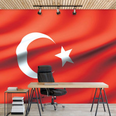 Eine Fototapete mit der türkischen Flagge für das Büro.