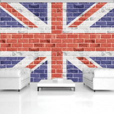 Eine Fototapete mit der Flagge des Vereinigten Königreichs für ein Wohnzimmer.
