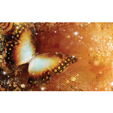 Fototapete von einem abstrakten Schmetterling im Vintage-Kunststil, mit lebendigen Farben und Details.