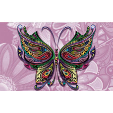 Fototapete eines Schmetterlings im abstrakten Kunststil, bunt und anmutig.