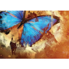 Fototapete mit einem Vintage-Schmetterlingsgemälde in künstlerischem Stil.