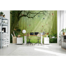 Fototapete Schmetterlinge im Märchenwald mit Elfen und Kindern im Jugendzimmer.