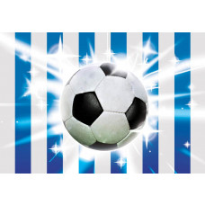 Fototapete mit blauem und weißem Fußball für Kinder- und Jugendzimmer.