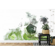 Fototapete mit einer malerischen Darstellung eines Fußballs in einem Kinderzimmer.