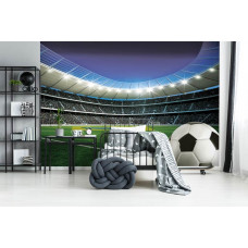 Fototapete eines Fußballstadions mit der brasilianischen Flagge, ideal für ein Kinderzimmer.