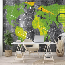 Eine Fototapete mit einer Fußballtaktik als Graffiti-Kunst, geeignet für ein Büro.