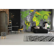 Eine Fototapete mit einer Fußballtaktik als Graffiti-Design, geeignet für ein Kinderzimmer.