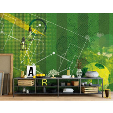 Eine Fototapete mit einer Taktikbesprechung im Graffiti-Stil, geeignet für ein Spielzimmer.