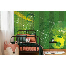 Eine Fototapete mit einer Taktikbesprechung im Graffiti-Stil, perfekt für ein Kinderzimmer.