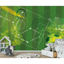 Eine Fototapete mit einer Taktikbesprechung im Graffiti-Stil, geeignet für ein Schlafzimmer und Kinderzimmer.