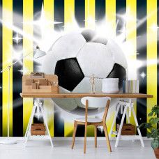 Fototapete mit schwarz-gelbem Fußballthema für das Büro.