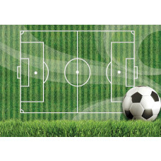 Fototapete eines grünen Fußballfeldes mit Gras, ideal für Kinder.