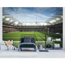 Fototapete eines belebten Stadions während eines Fußballspiels, perfekt für ein Jugendzimmer...