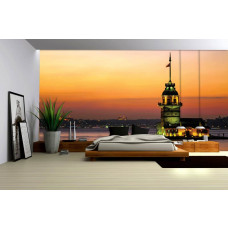 Fototapete eines Istanbuler Leuchtturms in einer türkischen Landschaft.