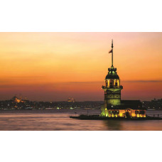 Fototapete eines Istanbuler Leuchtturms mit Blick auf die türkische Küste.