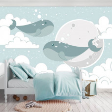 Eine Fototapete mit Walen für Kinder im Baby- und Kinderzimmer.