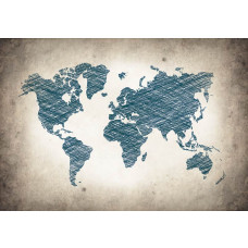 Graue Weltkarte mit abstrakten Ländern und Städten, perfekt dargestellt auf dieser modernen Fototapete.