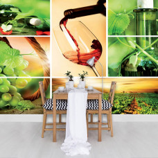 Eine Fototapete mit Weintrauben in einem französischen Thema, geeignet für die Gastfreundschaft.