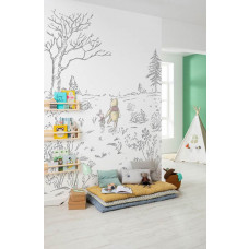 Eine Fototapete von Winnie the Pooh und Ferkel auf einem Spaziergang.