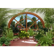 Eine Fototapete eines Wintergartens mit Pflanzen und Blumen.