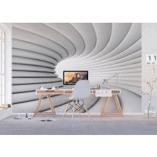 Eine Fototapete eines weißen 3D-Tunnels, ideal für die Schaffung eines modernen und futuristischen Looks in einem Büro.
