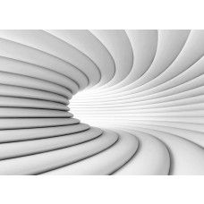 Eine Fototapete eines weißen 3D-Tunnels, die einem Raum Tiefe und Bewegung verleiht.