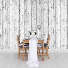 Eine Fototapete mit weißen Holzregalen auf einem braunen Hintergrund für ein Schlafzimmer oder Büro.