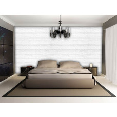 Eine industrielle Fototapete mit einer weißen Wand für das Schlafzimmer.