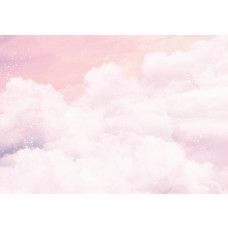 Feenwolken mit Feenstaub und Sternen in einer Kindertapete für Mädchen, mit magischen Elementen.