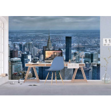 Ein Fototapet von Wolkenkratzern in der Skyline von New York in einem Büro.