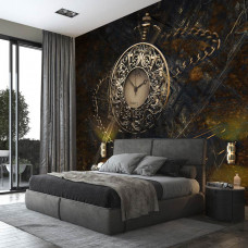 Eine Fototapete von einer antiken alten Vintage-Taschenuhr für das Schlafzimmer.