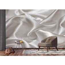 Eine Fototapete aus Seidenstoff mit einem sanften Glanz, perfekt für eine ruhige und raffinierte Atmosphäre in einem Wohnzimmer.